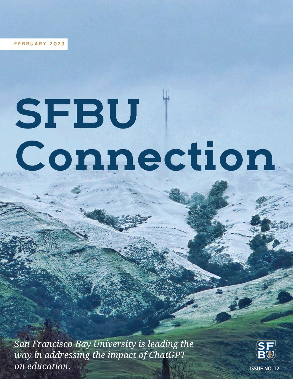 February 2023 SFBU Connection Cover - Snow on Mission Peak 